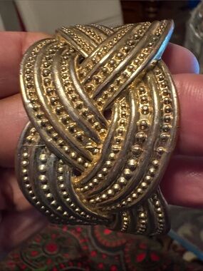 Vintage Gold-Tone Braided Bead Cuff Bracelet Coggie of Paris